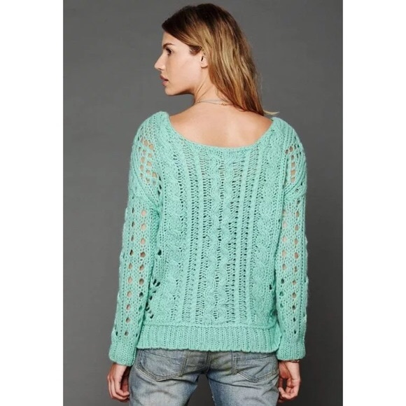 FP Mint Green Fluff Knit Pullover Sweater - Picture 6 of 8
